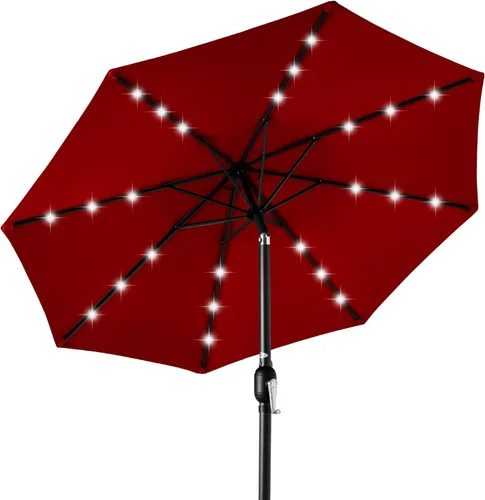 Miniatura 30 de Best Choice Products Solar Polyester LED Lighted Patio Umbrella w/Tilt Adjustment and UV-Resistant Fabric Gris niebla