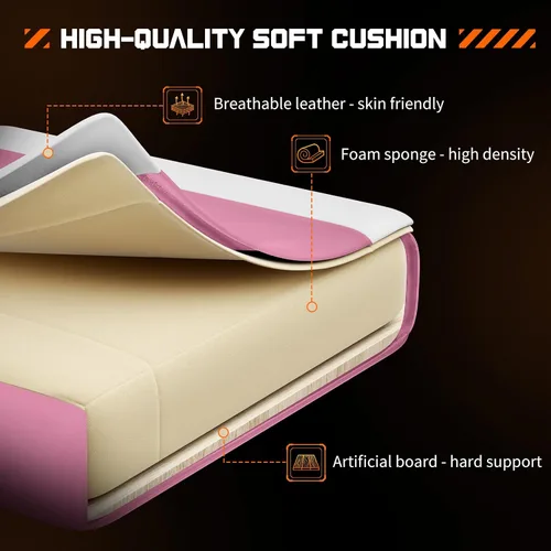 Miniatura 7 de DUMOS - Silla de escritorio de oficina para juegos con reposapiés y reposacabezas para adultos, silla ergonómica de piel sintética para computadora