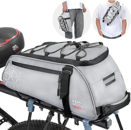 Miniatura 12 de KEMIMOTO Bolsa trasera para bicicleta – Bolsas de PVC resistentes al agua de 8 L para portabicicletas, alforja para maletero de bicicleta para Gris