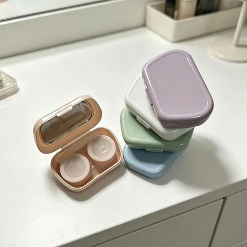 Miniatura 4 de Paquete de 5 fundas para lentes de contacto bonitas, estuche de contacto con herramienta de extracción de pinzas de espejo, kit de almacenamiento