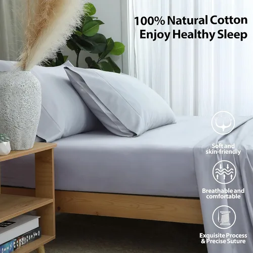 Miniatura 3 de Paquete de 2 sábanas bajeras de algodón puro tamaño individual XL para cama ajustable tamaño King dividido, 600 hilos, bolsillo profundo de 16 Gris