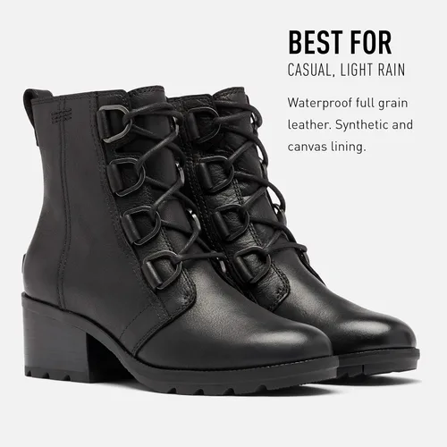 Miniatura 3 de SOREL Botín de encaje Cate para mujer, botas de lluvia de cuero impermeables