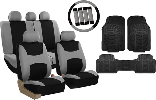Miniatura 15 de Fundas para asientos FH GROUP FH-FB030115 de tela liviana y aireada, con división para airbag, set combinado menta/negro: funda de volante, Beige