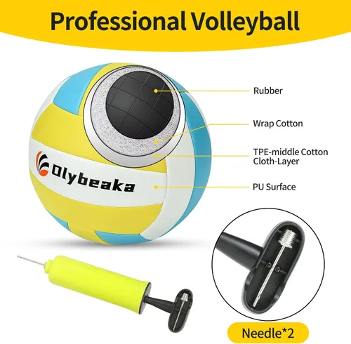 Miniatura 6 de Sistema de red de voleibol portátil de tamaño reglamentario de 32 pies para patio trasero y playa con postes de altura ajustable, voleibol