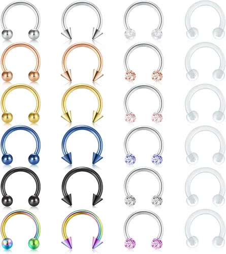 Miniatura 3 de Mayhoop Anillos de nariz de acero inoxidable 16G en forma de herradura, joyería de piercing para cartílago, hélice, tragus, aro, labio, herradura