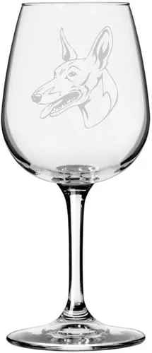 Miniatura 386 de Copa de vino de 12.75 onzas con diseño de perro grabado