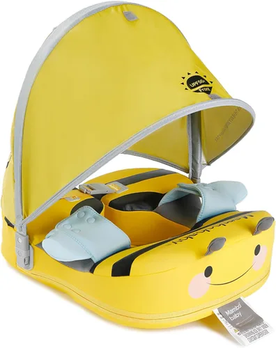 Mambo - Flotador de piscina para bebé no inflable con asiento seguro para niños de 3 a 24 meses Flotador M con dosel