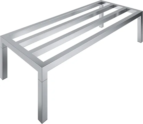 48 pulgadas de largo x 20 pulgadas de ancho | Altura: 12 pulgadas fuera del piso de aluminio | Almacenamiento en restaurantes, cocinas y garajes y