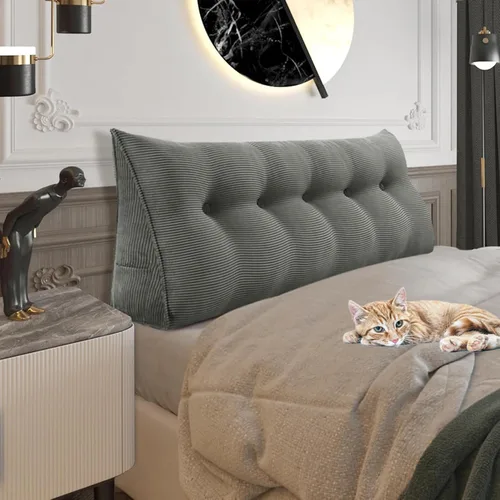 Miniatura 20 de Almohada de cuña gruesa de 14 libras tamaño King para cabecero, posicionador de cuerpo, almohada de lectura triangular para sentarse en la cama