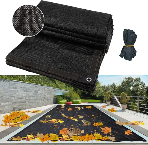 Cubierta protectora de malla con borde de refuerzo y cuerda, cubierta de exterior para todo tipo de clima para piscinas enterradas y sobre el suelo,
