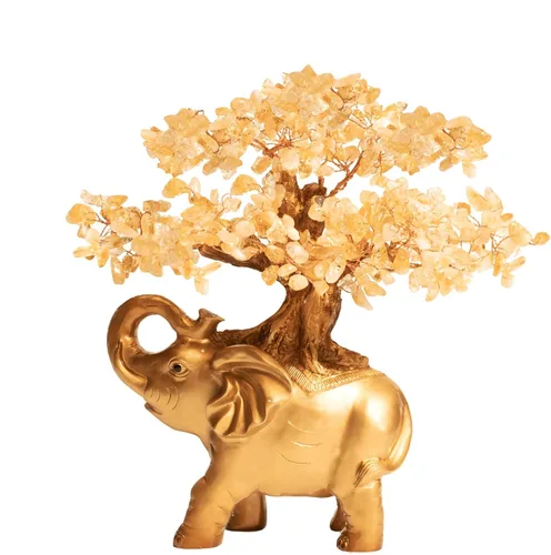 Miniatura 14 de Árbol de Dinero de Cristal de Amatista GEMBOURY en Estatua de Elefante Dorado, Bonsái Grande de 43 cm de Árbol de la Vida, Regalo de Decoración
