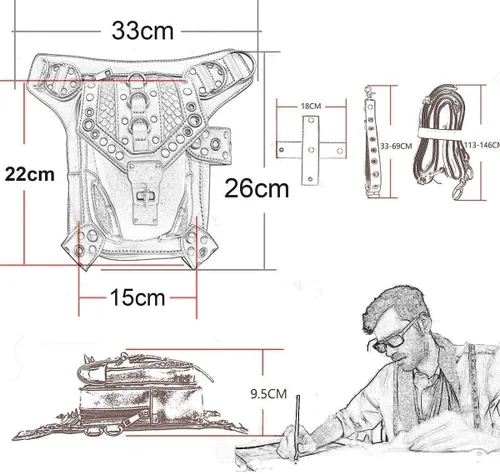 Miniatura 8 de Rebajas Cyber Monday Ofertas Venta Steampunk Riñonera Bolso para cintura Moda Gótico Hombro Bandolera Bandolera Muslo Pierna Capucha Bolsa de Viaje