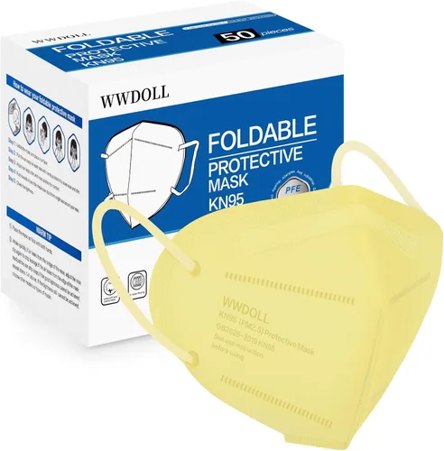 Miniatura 7 de WWDOLL - Paquete de 50 mascarillas KN95, mascarillas KN95 de 5 capas transpirables, con elástico para las orejas y clip de puente nasal, protección