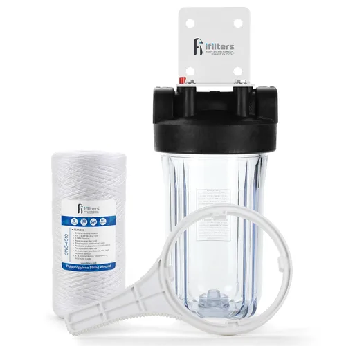 Miniatura 3 de Well Water - Sistema de filtración completo de sedimentos y óxido para toda la casa con filtro lavable plisado, carcasa transparente con puertos