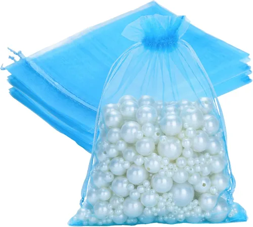Miniatura 24 de G2PLUS - 25 bolsas de organza doradas de 5 x 7 pulgadas, bolsas de malla transparente para joyería, bolsas de regalo de organza con cordón