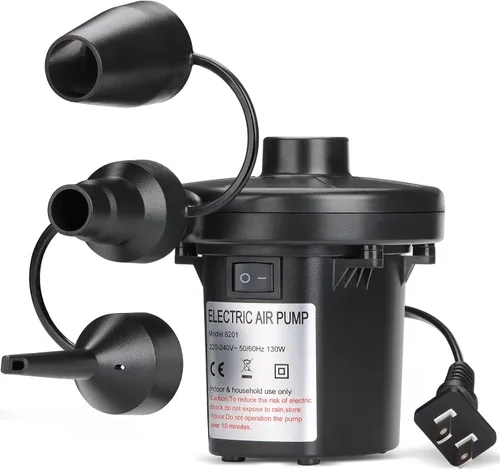 Bomba de aire eléctrica inflable para piscina, AC/110V 130w - Bomba de cama de aire de llenado rápido con 3 boquillas, inflador de bomba de colchón