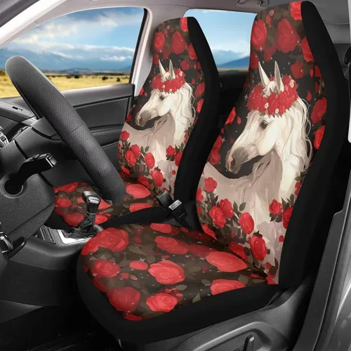Miniatura 30 de Bulopur Art Horse - Juego de 2 fundas universales para asientos delanteros de automóvil, protectores enteros adecuados para la mayoría
