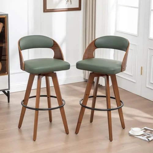 Miniatura 14 de MEKLIBA Juego de 2 taburetes de bar de altura de mostrador para isla de cocina, silla de bar tapizada moderna de 26.8 pulgadas, taburetes giratorios