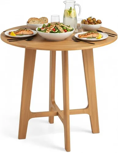 Miniatura 11 de Tangkula Mesa de comedor rectangular para exteriores, mesa de madera de acacia con agujero para sombrilla de 2 pulgadas, amplia mesa de listones