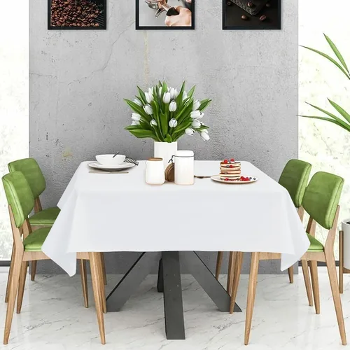 Miniatura 8 de 12 paquetes de manteles blancos, 52 x 52 pulgadas, manteles lavables de poliéster resistentes a manchas y arrugas para mesas cuadradas, mantel