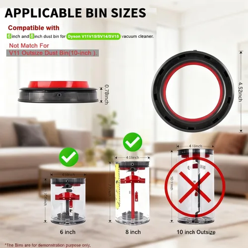 Miniatura 3 de Anillo de sellado fijo superior de cubo de polvo 2026 compatible con Dyson V11 V15 SV14 SV15 SV22 aspiradora, piezas de repuesto para cubeta