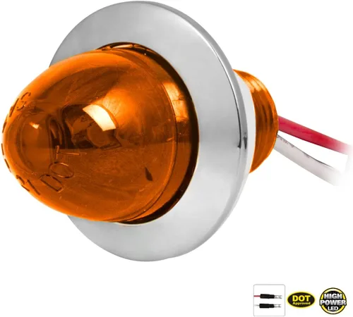 Miniatura 2 de GG Grand General 75400 1 pulgada Mini Empuje/Tornillo Sandía Ámbar/Ámbar Luz LED con Bisel de Plástico Cromado