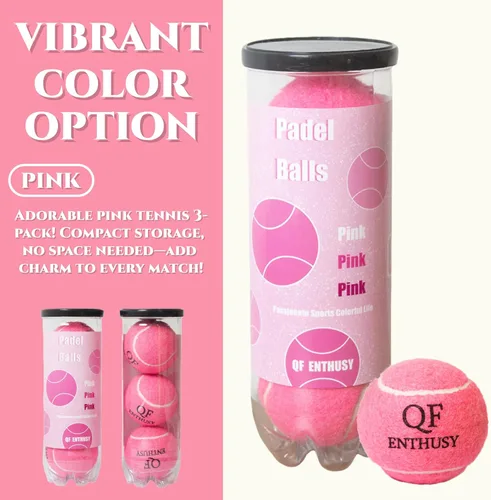 Miniatura 3 de Pelotas de tenis rosas, paquete de 3 unidades, adecuadas para principiantes, entrenamiento, partidos y sesiones de práctica, lata individual (rosa)