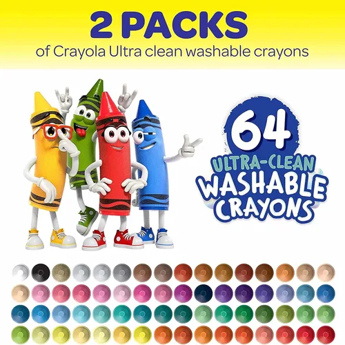 Miniatura 2 de Crayola Crayones lavables para niños, 64 unidades (2 cajas), imprescindibles para el aula, suministros esenciales para la escuela del profesor