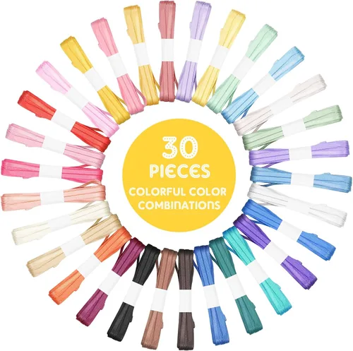 Miniatura 2 de 30 cintas finas para hacer lei de 1/8 pulgadas, 164 yardas, satén, multicolor, doble cara, grogrén, manualidades, tela de poliéster para envolver