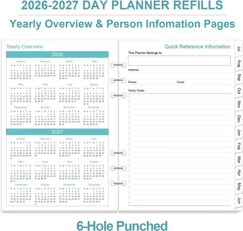 Miniatura 4 de Recambios de agenda 2026 para carpeta A5, agenda diaria y mensual de una página por día, de enero de 2026 a diciembre de 2026, lista de tareas