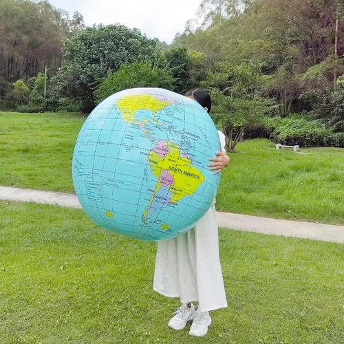 Miniatura 4 de Globo geográfico gigante de 36 pulgadas, globo inflable, globo educativo de PVC mapa del mundo, diámetro 35.4 in