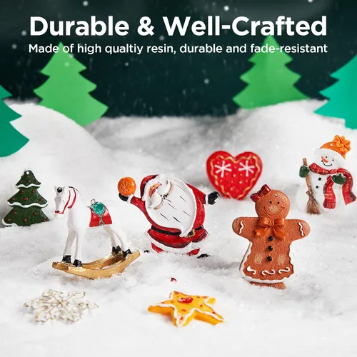 Miniatura 4 de Juego de 12 adornos grandes de Navidad, decoraciones colgantes de resina para árbol de Navidad, figuras surtidas de Papá Noel, muñeco de nieve