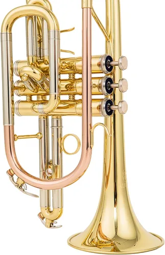 Miniatura 5 de Corneta Bb ACR 8330 para principiantes y jugadores intermedios, válvulas de acero inoxidable, calibre ML, tubo principal de latón dorado de 120 mm