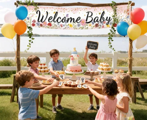 Miniatura 6 de Cartel de bienvenida de primavera para bebé, decoraciones de género neutro para baby shower, diseño de acuarela floral rosa coral, grande de 70.8 x