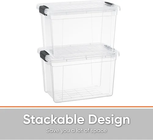 Miniatura 3 de Superio - Paquete de 3 contenedores de almacenamiento con tapas, cajas transparentes de 2.36 L para organizar, contenedores de plástico apilables