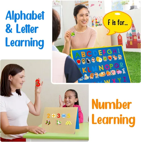 Miniatura 6 de Letras de aprendizaje de fieltro, 75 piezas de tablero de fieltro para tablero de franela de fieltro, alfabeto ABC para niños pequeños para jardín