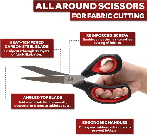 Miniatura 3 de XFasten Tijeras de sastre profesionales de alta resistencia, 9.5 pulgadas, tijeras de modista ultra afiladas para corte de tela Tijeras de coser