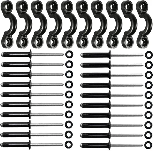 Miniatura 8 de Kit de 10 trabillas para kayak, kit de aparejo de cubierta de bucles de amarre para kayak, ojo de nailon y tornillos de acero inoxidable para canoa