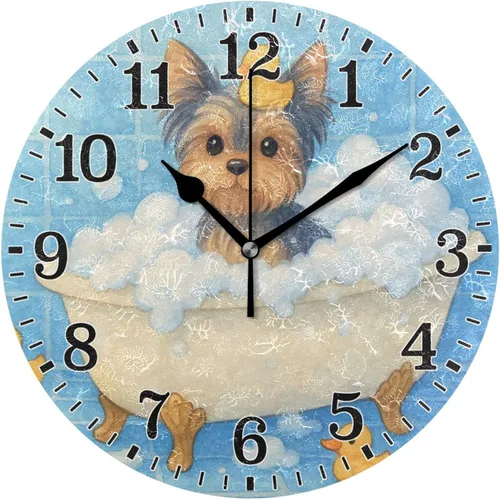 Miniatura 32 de JUNZAN Reloj de bañera con vino romántico espumoso y velas, reloj de pared silencioso de 10 pulgadas, pequeño reloj redondo, decoración de cocina