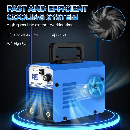 Miniatura 6 de TRQWH Máquina de Soldadura MMA de 200A, Soldadora de Electrodo de 110V, Soldadora de Arco Portátil con Pantalla Digital IGBT, Arranque en Caliente