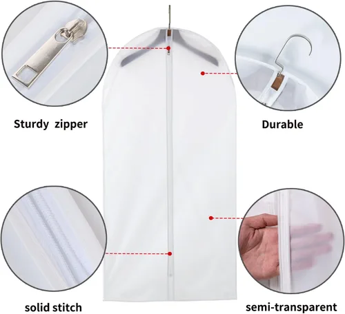 Miniatura 3 de MsKitchen Paquete de 6 bolsas de ropa para colgar ropa (24 x 40 pulgadas), bolsas de traje a prueba de polvo para almacenamiento en armario, fundas