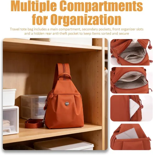 Miniatura 4 de Bolsa de viaje antirrobo premium 3 en 1 2025, bolsa de viaje de 2 vías con correas convertibles e impermeable para mujer