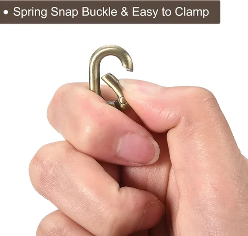 Miniatura 4 de uxcell Anillo ovalado de resorte, clip de resorte redondo, hebilla de resorte para bolsos, monederos, llavero bronce