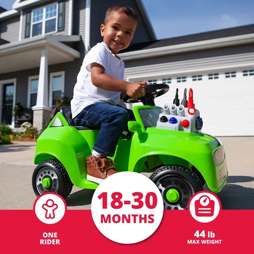 Miniatura 2 de Juguete eléctrico para niños Trax Fix & Ride Car para niños pequeños, 6 voltios, niños de 1.5 a 2.5 años, peso máximo del usuario 44 libras, verde