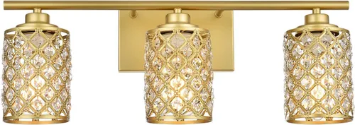 Miniatura 7 de 3 Luces de Iluminación de Oro para Baño, Luz Moderna de Tocador de Granja, Accesorio de Iluminación de Tocador de Cristal para Cuarto de Polvo