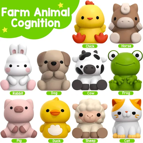 Miniatura 6 de KMUYSL Juguetes para niños y niñas de 1, 2, 3 años, set de juguetes de animales de granja, habilidades de conteo, combinación de colores, regalo