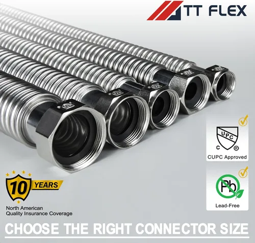 Miniatura 7 de TT FLEX Conector de calentador de agua corrugado de acero inoxidable flexible para suavizador de calentador de agua, 3/4 pulgadas FIP x 3/4 pulgadas