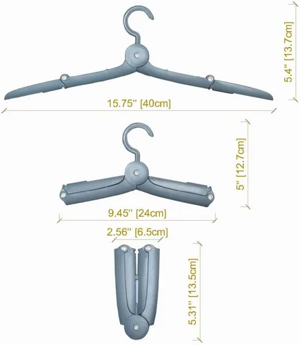 Miniatura 3 de Perchas de viaje plegables plegables de plástico, perchas portátiles antideslizantes para ropa sucia, automóvil, camping, perchas grises, secado