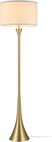 Miniatura 10 de Globe Electric 67046 - Lámpara de pie de 58 pulgadas, acabado negro mate, pantalla rectangular de lino blanco, diseño geométrico moderno, base E26