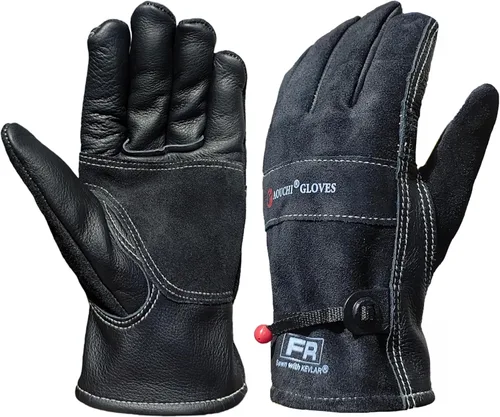 Guantes de trabajo de cuero de vaca para hombres, resistentes para jardinería, patio, paisajismo, soldadura, mecánica, construcción, campamento,